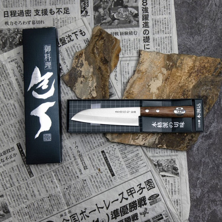 Kanetsune 1000 Shirogami#2/SS Nóż Mini Santoku 14cm