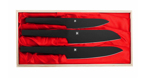 Satake Black Zestaw 3 noży w drewnianym pudełku