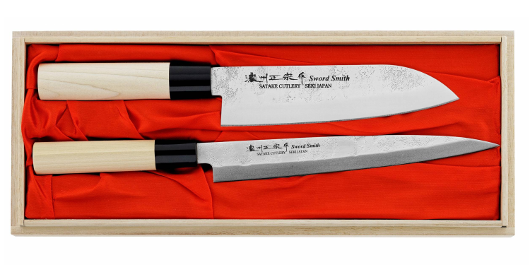 Satake Nashiji Natural Zestaw 2 noży Santoku+Sashimi HG8141W