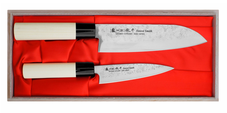 Satake Nashiji Natural Zestaw Santoku + uniwersalny  HG8143W