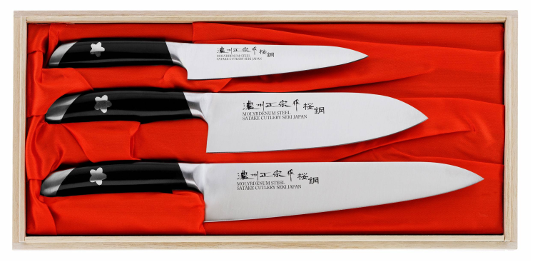 Satake Sakura Zestaw 3 noży w drewnianym pudełku