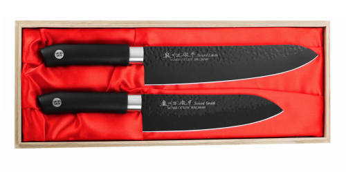 Satake Sword Smith Black Zestaw Nóż Szefa + Santoku  HG8572W