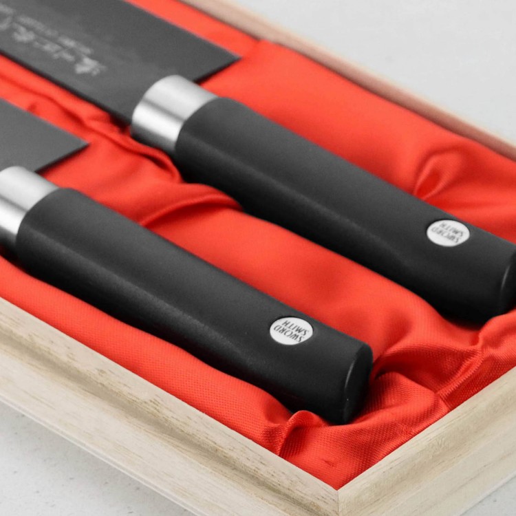 Satake Sword Smith Black Zestaw Nóż Szefa + Santoku  HG8572W