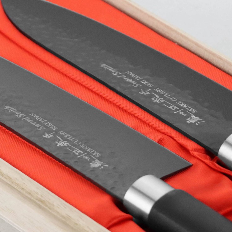 Satake Sword Smith Black Zestaw Nóż Szefa + Santoku  HG8572W