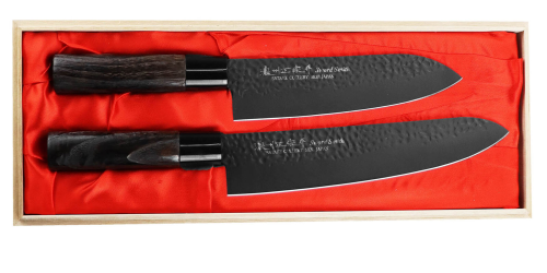 Satake Tsuhime Black Zestaw Nóż Szefa + Santoku HG8602W