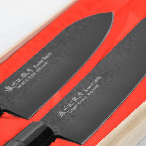 Satake Tsuhime Black Zestaw Nóż Szefa + Santoku HG8602W