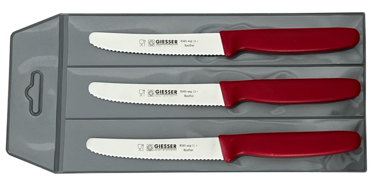 Giesser zestaw 3 noży 8365 czerwony 11cm
