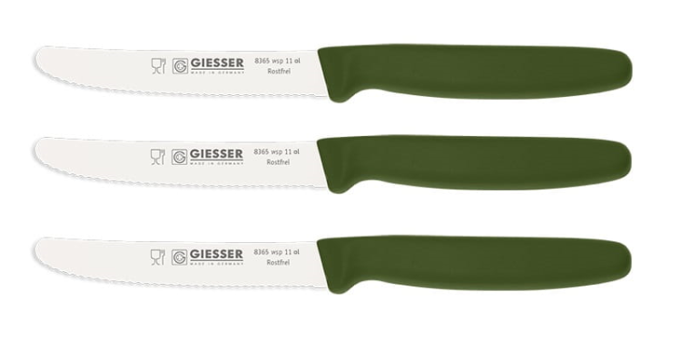 Giesser zestaw 3 noży 8365 oliwkowy 11cm