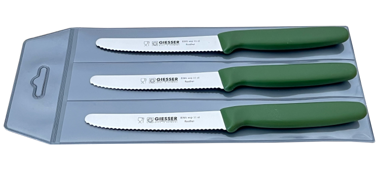 Giesser zestaw 3 noży 8365 oliwkowy 11cm