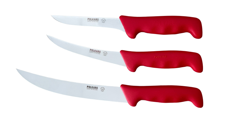 Polkars zestaw 3 noży (modele 1, 2, 23) czerwony