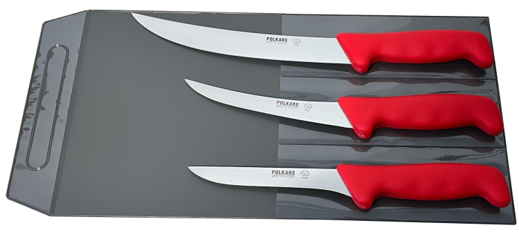 Polkars zestaw 3 noży (modele 1, 2, 23) czerwony