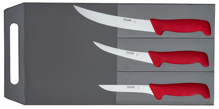 Polkars zestaw 3 noży (modele 1, 2, 23) czerwony