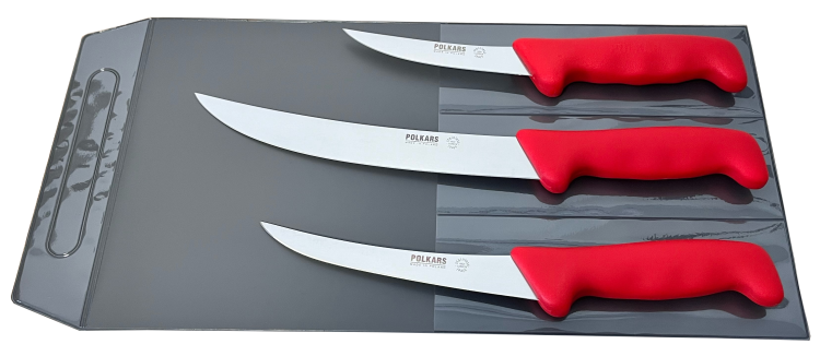 Polkars zestaw 3 noży (modele 02, 23, 61) czerwony