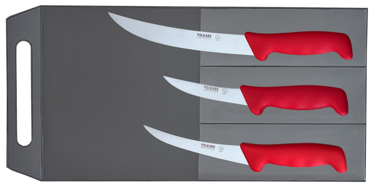 Polkars zestaw 3 noży (modele 02, 23, 61) czerwony
