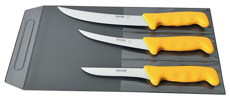 Polkars zestaw 3 noży (modele 1, 2, 23) żółty