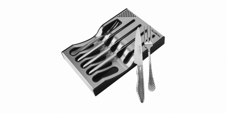 Global Dock Steak Set Zestaw noży do steków dla 4 osób z bazą