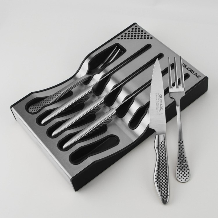 Global Dock Steak Set Zestaw noży do steków dla 4 osób z bazą