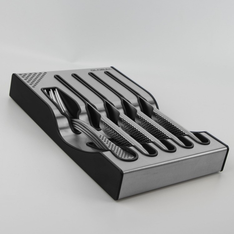 Global Dock Steak Set Zestaw noży do steków dla 4 osób z bazą