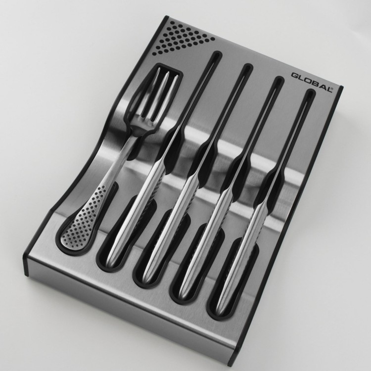 Global Dock Steak Set Zestaw noży do steków dla 4 osób z bazą