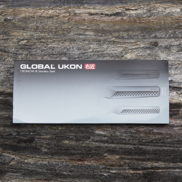 Global Ukon Zestaw Nóż Szef kuchni 20 cm + Nóż uniwersalny 15 cm + Nóż do obierania 9 cm GU-3002