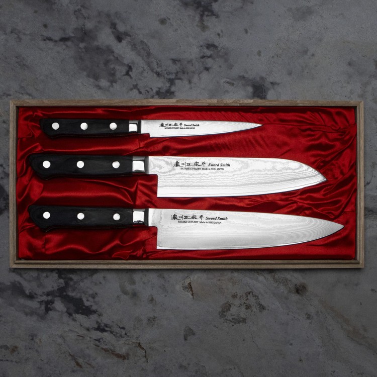 Satake Cutlery Mfg Daichi Zestaw 3 noży w drewnianym pudełku HG8556W