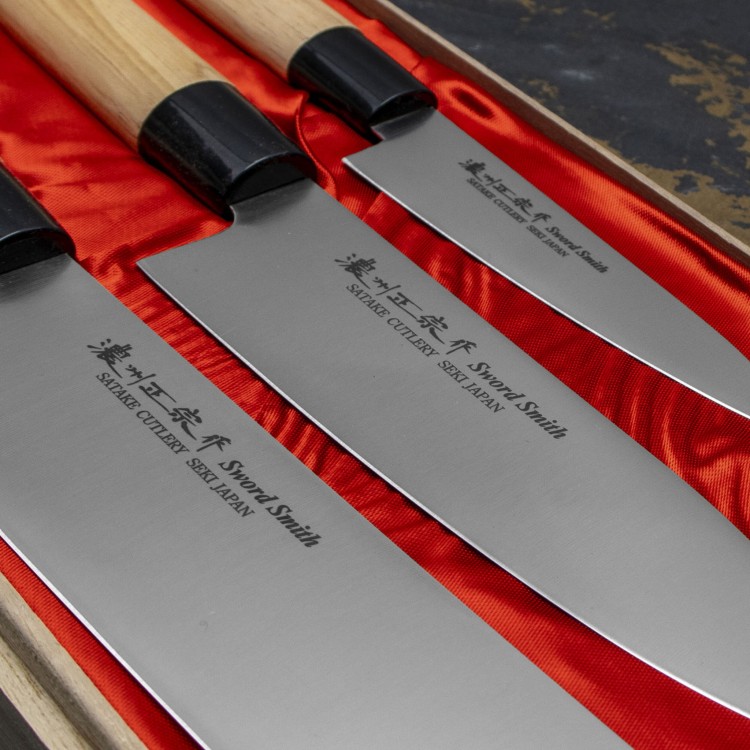 Satake Cutlery Mfg Misaki Zestaw 3 noży w drewnianym pudełku
