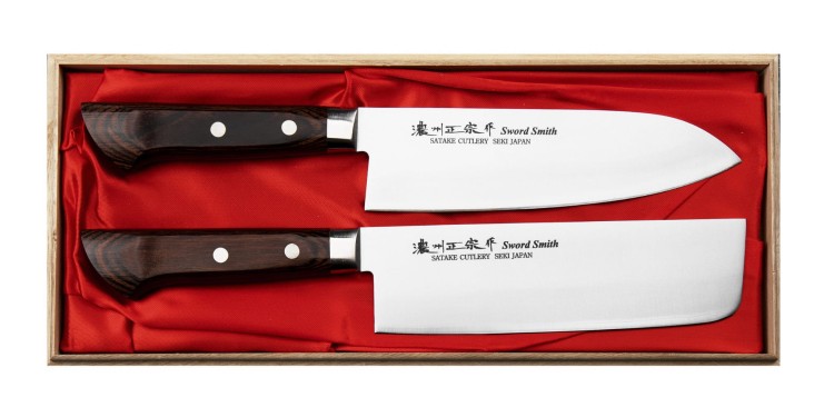 Satake Unique Shirogami#2 Zestaw Nóż Santoku + Nakiri
