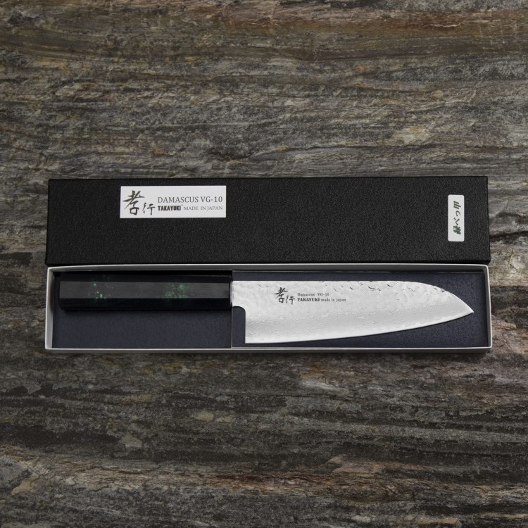 Sakai Takayuki Nanairo VG-10 Green Nóż Santoku 17 cm