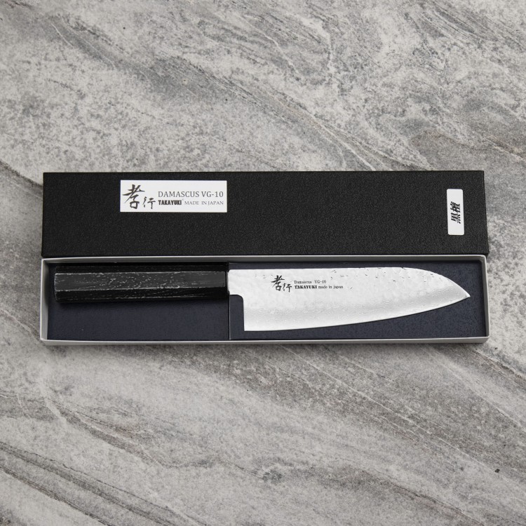Sakai Takayuki Nanairo VG-10 Ebony Nóż Santoku 17 cm