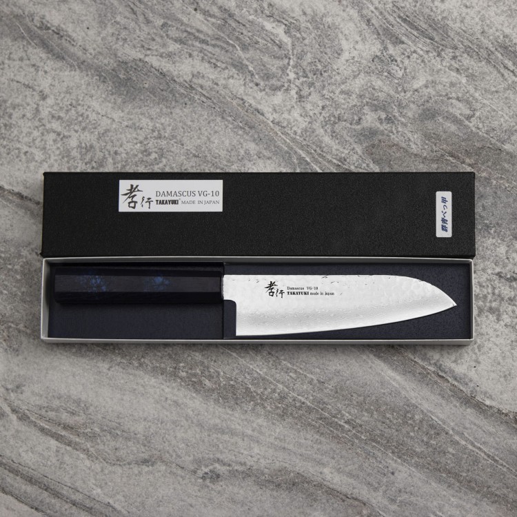 Sakai Takayuki Nanairo VG-10 Blue Nóż Santoku 17 cm
