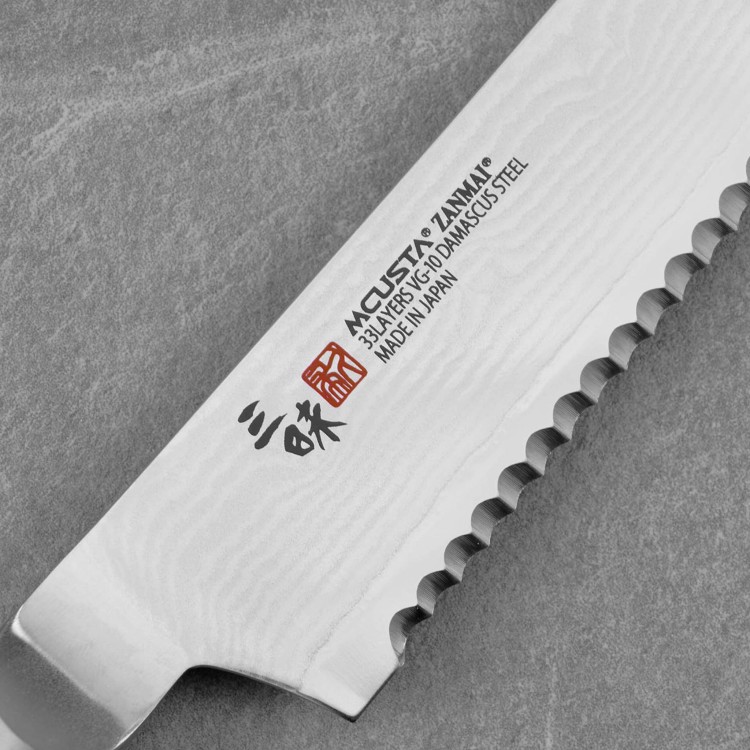 Mcusta Zanmai Classic Damascus VG-10 Pakka Nóż do pieczywa 23 cm