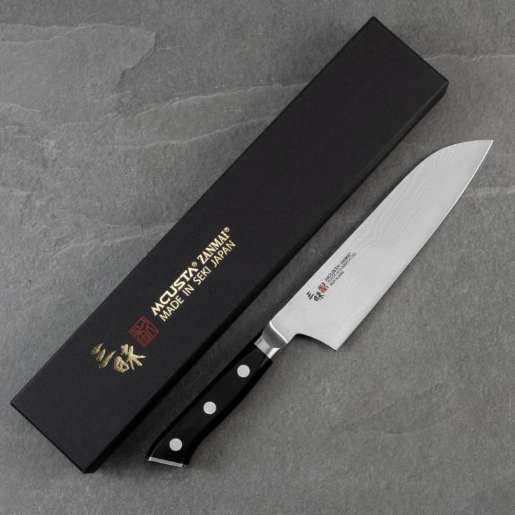 Mcusta Zanmai Classic Damascus VG-10 Pakka Nóż Santoku 18 cm