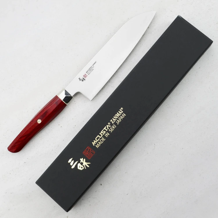 Mcusta Zanmai Red Revolution SPG2 Nóż Santoku 18 cm
