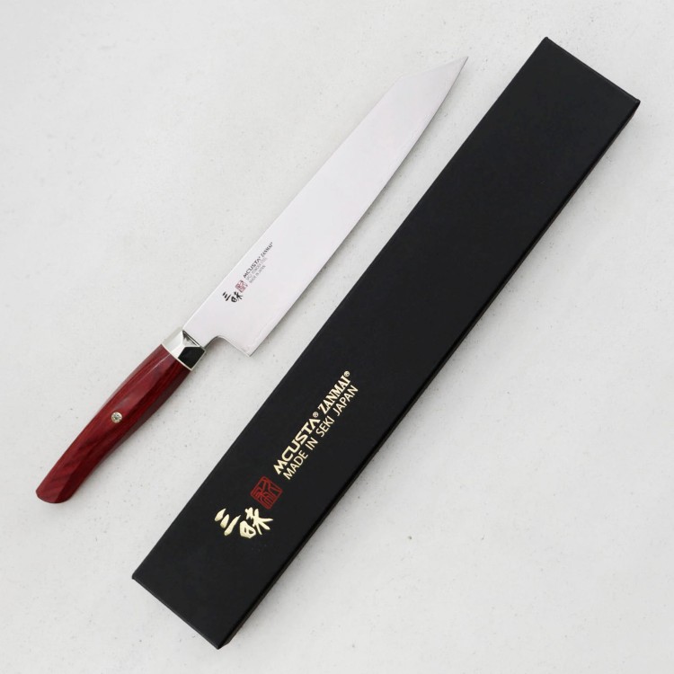 Mcusta Zanmai Red Revolution SPG2 Nóż Kiritsuke Gyuto 23 cm