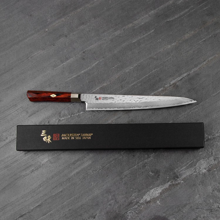 Mcusta Zanmai VG-10 Supreme Hammered Nóż Sujihiki 27 cm Supreme