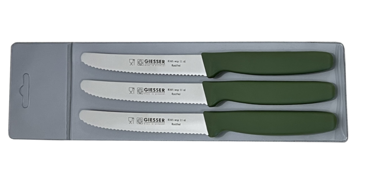 Giesser zestaw 3 noży 8365M oliwkowy 11cm