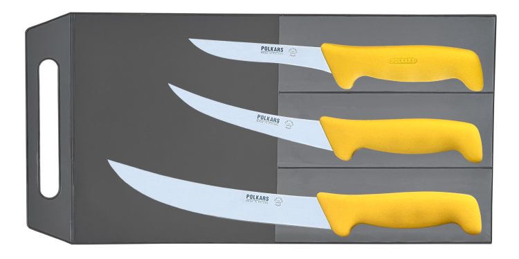 Polkars zestaw 3 noży (modele 1, 2, 23) żółty
