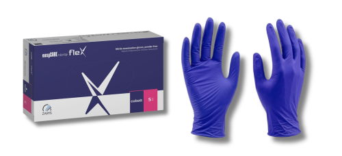 Rękawice nitrylowe kobaltowe A'100 rozmiar S easyCare nitrile flex