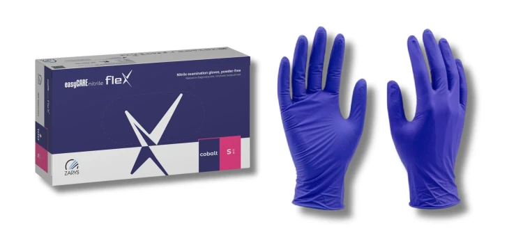 Rękawice nitrylowe kobaltowe A'100 rozmiar S easyCare nitrile flex