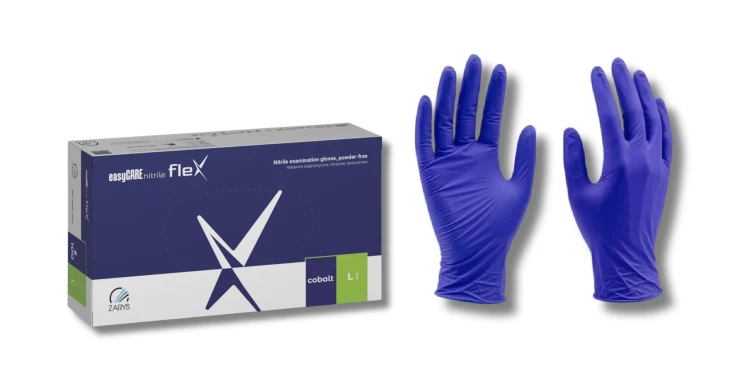 Rękawice nitrylowe kobaltowe easyCare flex 100 sztuk (Rozmiar L)