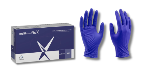 Rękawice nitrylowe kobaltowe easyCare flex 100 sztuk (Rozmiar XL)