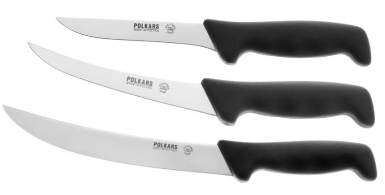 Polkars zestaw 3 noży (modele 01, 02, 23) czarny