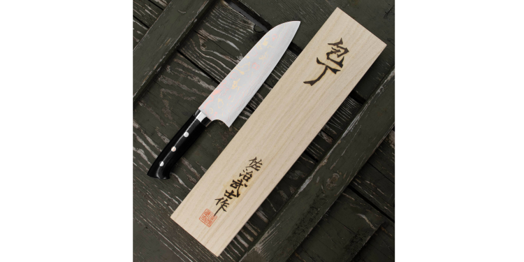 Takeshi Saji Blue Steel Nóż Santoku ręcznie kuty 18 cm HD-1304
