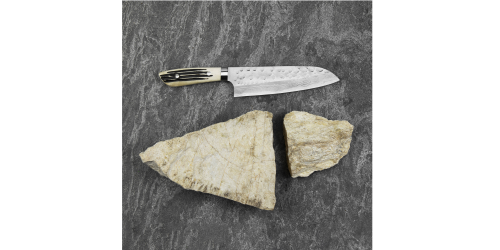 Takeshi Saji SRS-13 Jeleni róg Ręcznie kuty nóż Santoku 18 cm HC-7504